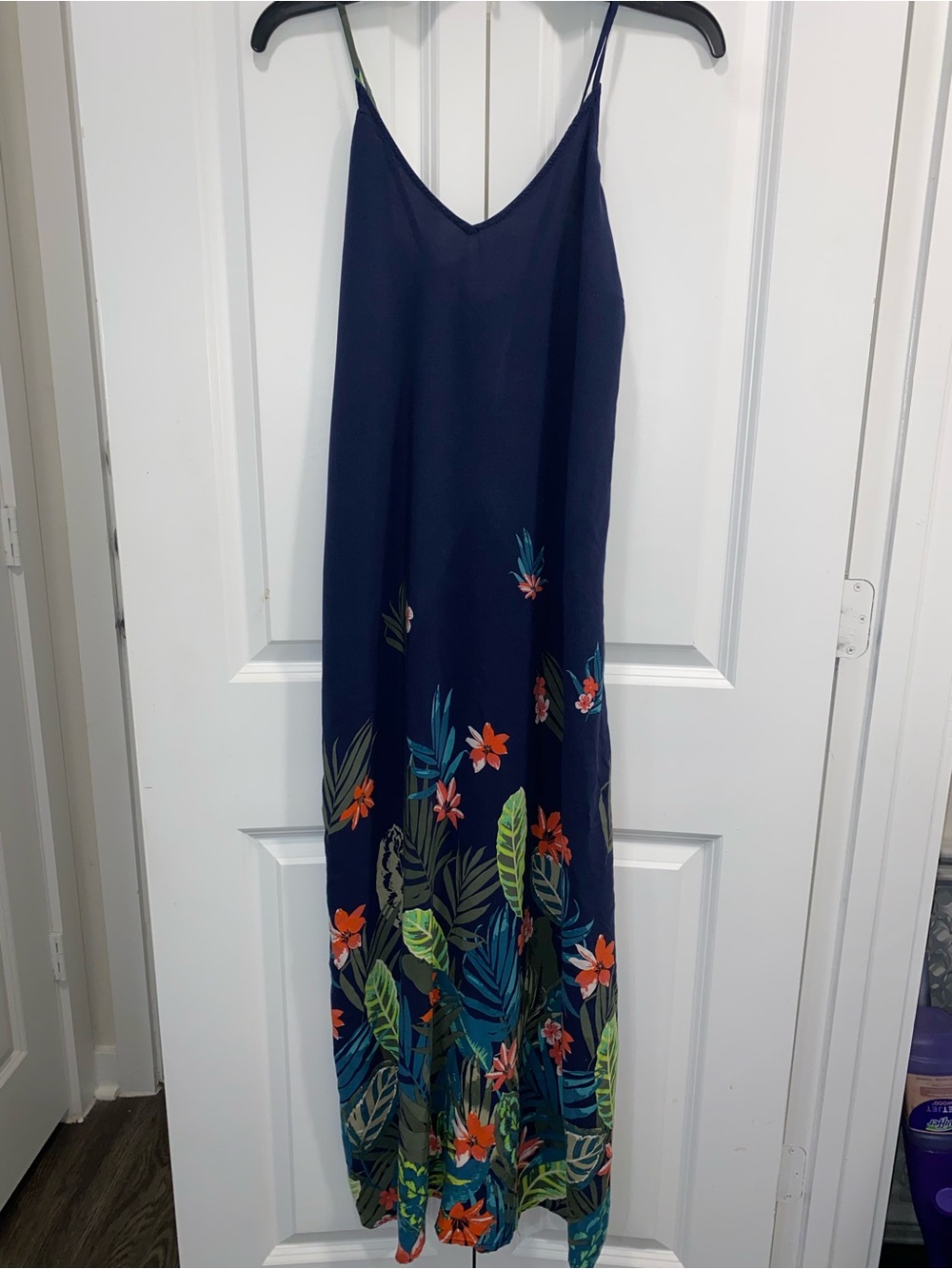 Old Navy Navy Floral Maxi Dress with Tropical Print